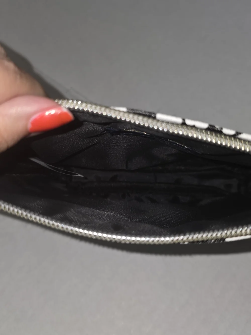 Heart Print Black Cosmetic Wristlet Pouch
